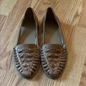 Tan Flats with Woven Pattern